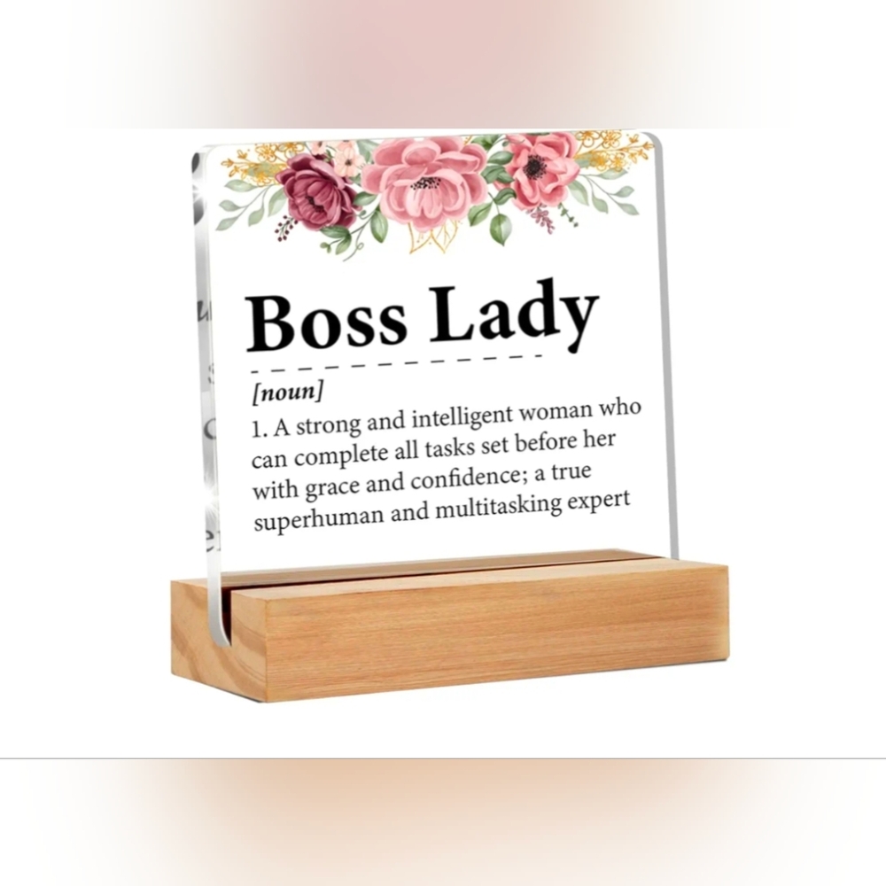 Brand New Floral Boss Lady Acrylic Desk Sign